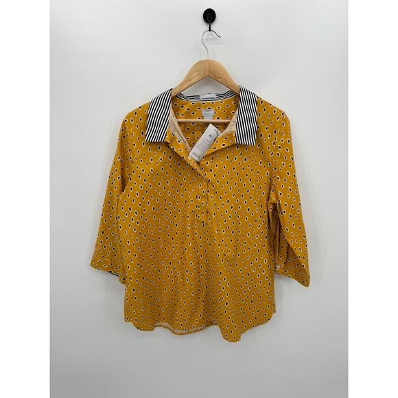 Chico's No Iron Button Back Tunic Women 2 NWT Scattered Diamonds 3/4 Sleeve - Picture 1 of 9